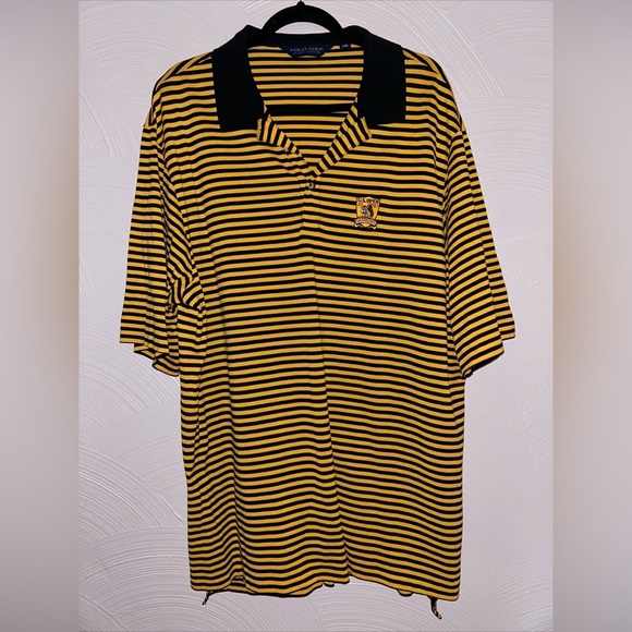 Polo Golf Ralph Lauren Mens Size XXL Yellow Black Stripes Us Open Oakmont - Picture 1 of 6